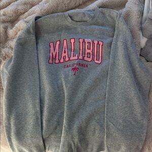 Ocean Drive Gray and Pink Crew Neck Sweater